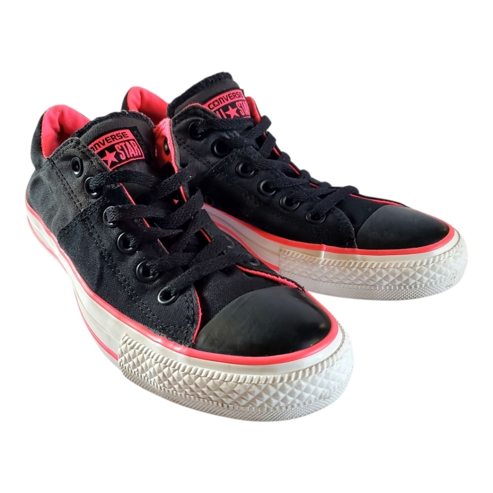Converse Black Sneakers with Pink Highlights Size 8